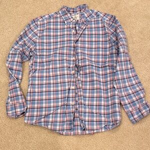 American Eagle Outfitters Blue and Pink Plaid Button-Down Shirt